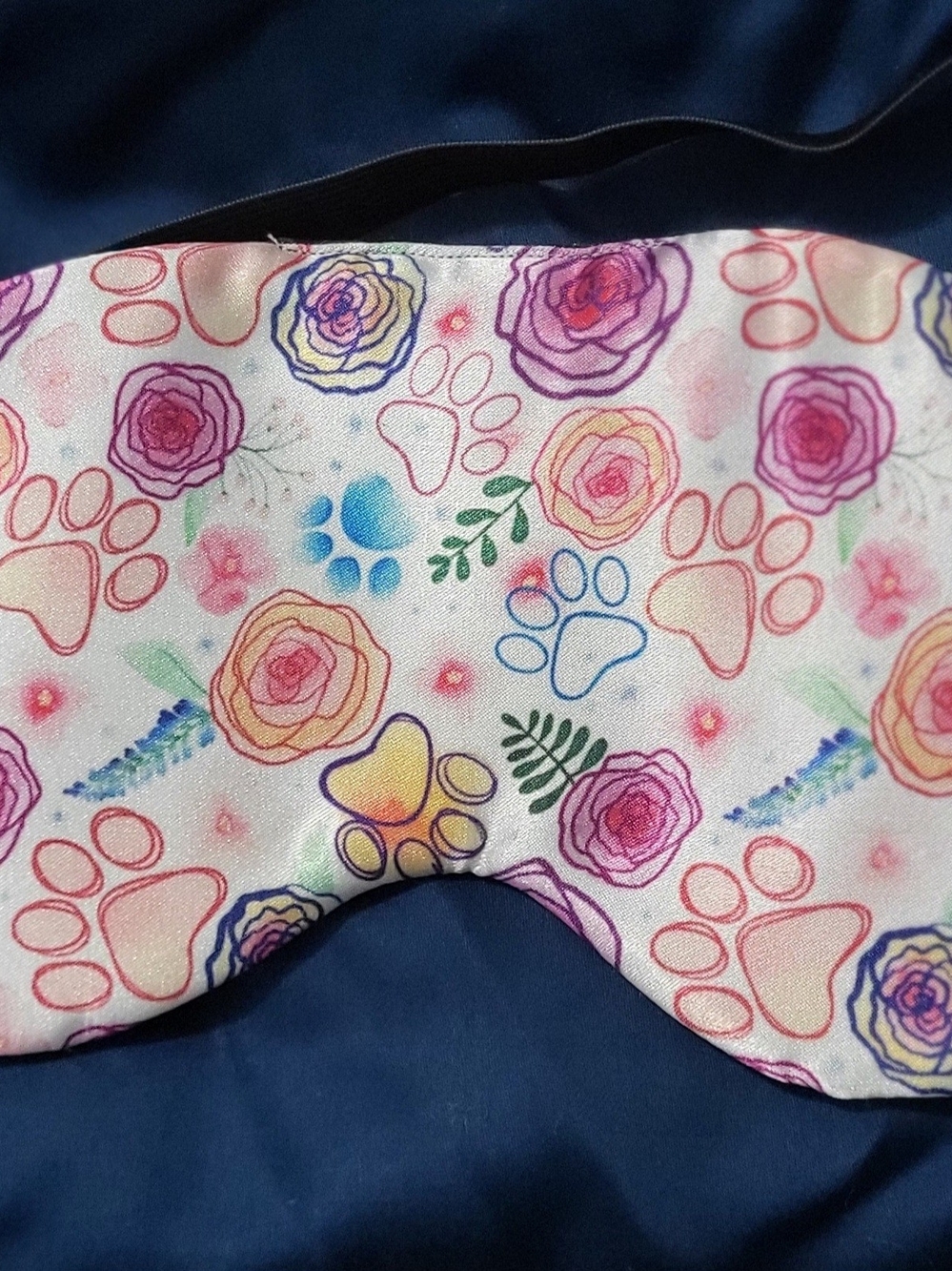 Floral Paw Print Sleep Mask - Multicolor